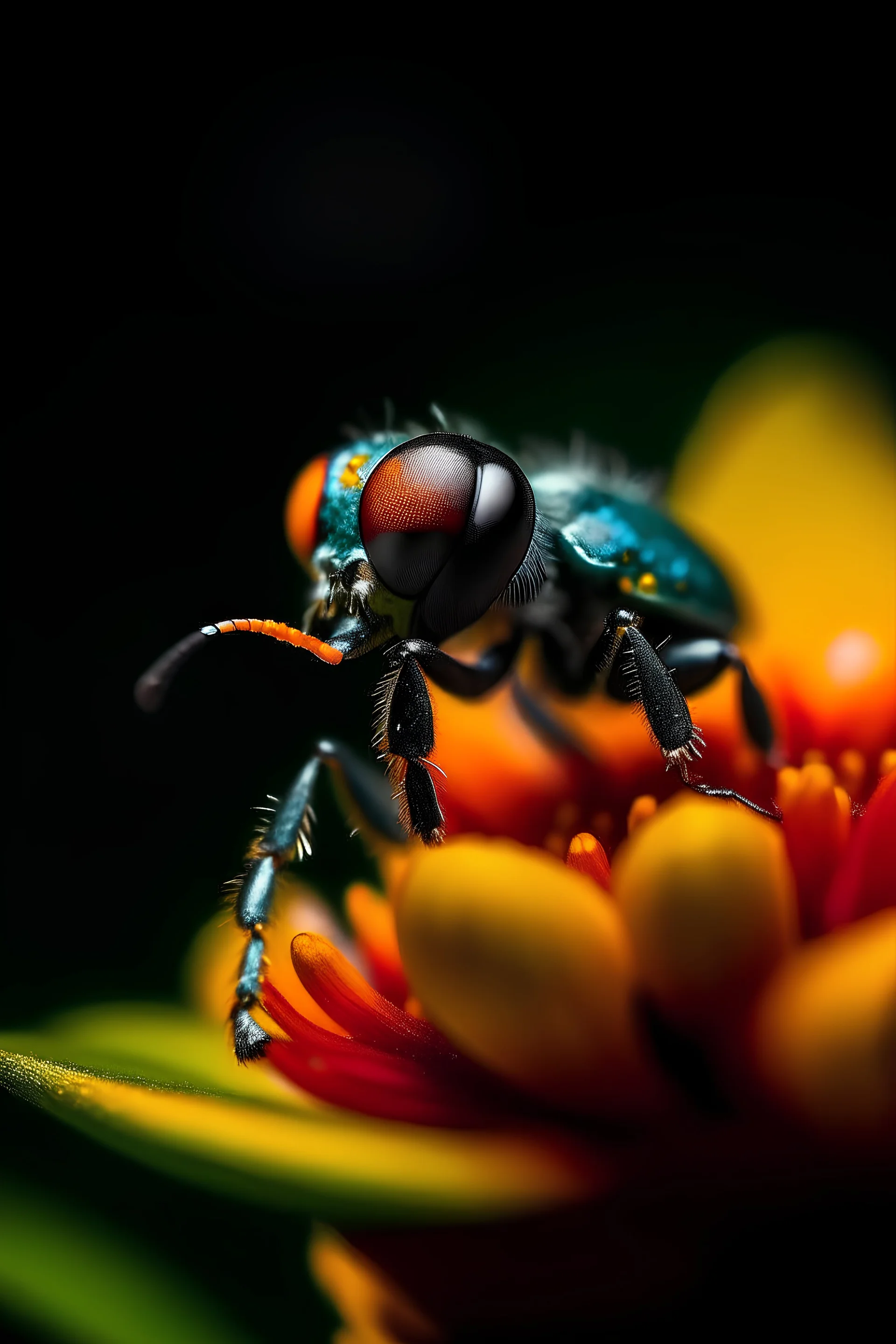 macro photography of insect on flower