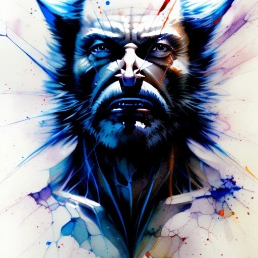 Wolverine, watercolor illustration by <agnes cecile> <Yoji Shinkawa> darkblue tones,intricate detail , soft smooth lighting, soft pastel colors,