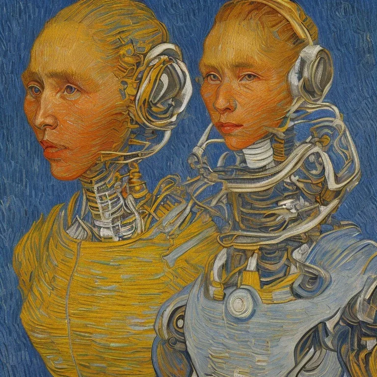 Portrait de femme robot par Van Gogh