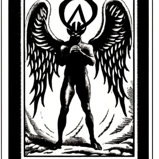 Angel code prophecy name words black and white Satan card