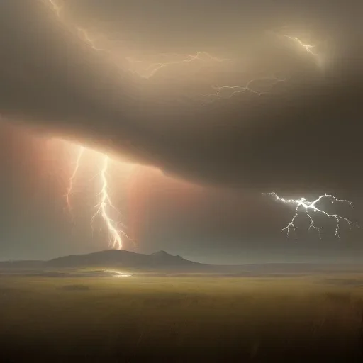 franz frazetta style,plains,lighting bolt strike, storm in the distance