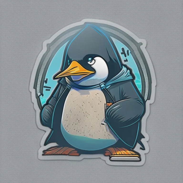 penguin hacker sticker caricature