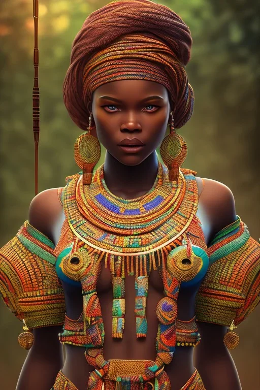 A photo taken from an african village "hawkeye", <character or scene>, kente, cinematic lighting --v 4 --q 2