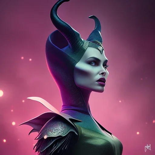 Maleficent , Pinto Character Design, Michael Kutsche,8k portrait hyperdetailed close up focus beautiful elegant cinematic light delicate insanely detailed high definition intricate triadic vibrant colours complex hyperrealism artistic abstract colourful