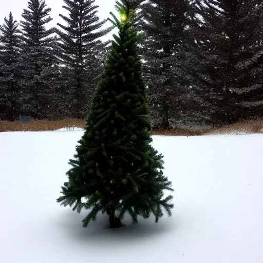 lonely christmas tree in alpine biome no snow