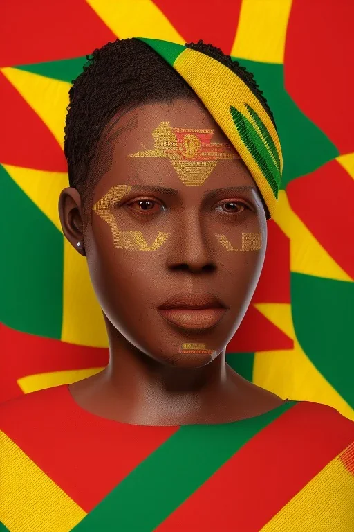 cyclone head in Kente portrait, cinematic, ghana flag, african pattern, engraved, 8k quality