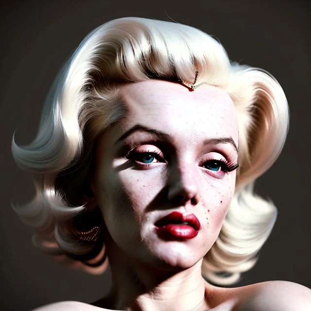 Realistic image portrait, sweet Marylin Monroe, blonde woman, cyberpunk style, long hair, highly detailed, unreal engine 5, ray tracing, RTX, lumen lighting, ultra detail, volumetric lighting, 3d, finely drawn, high definition, high resolution.