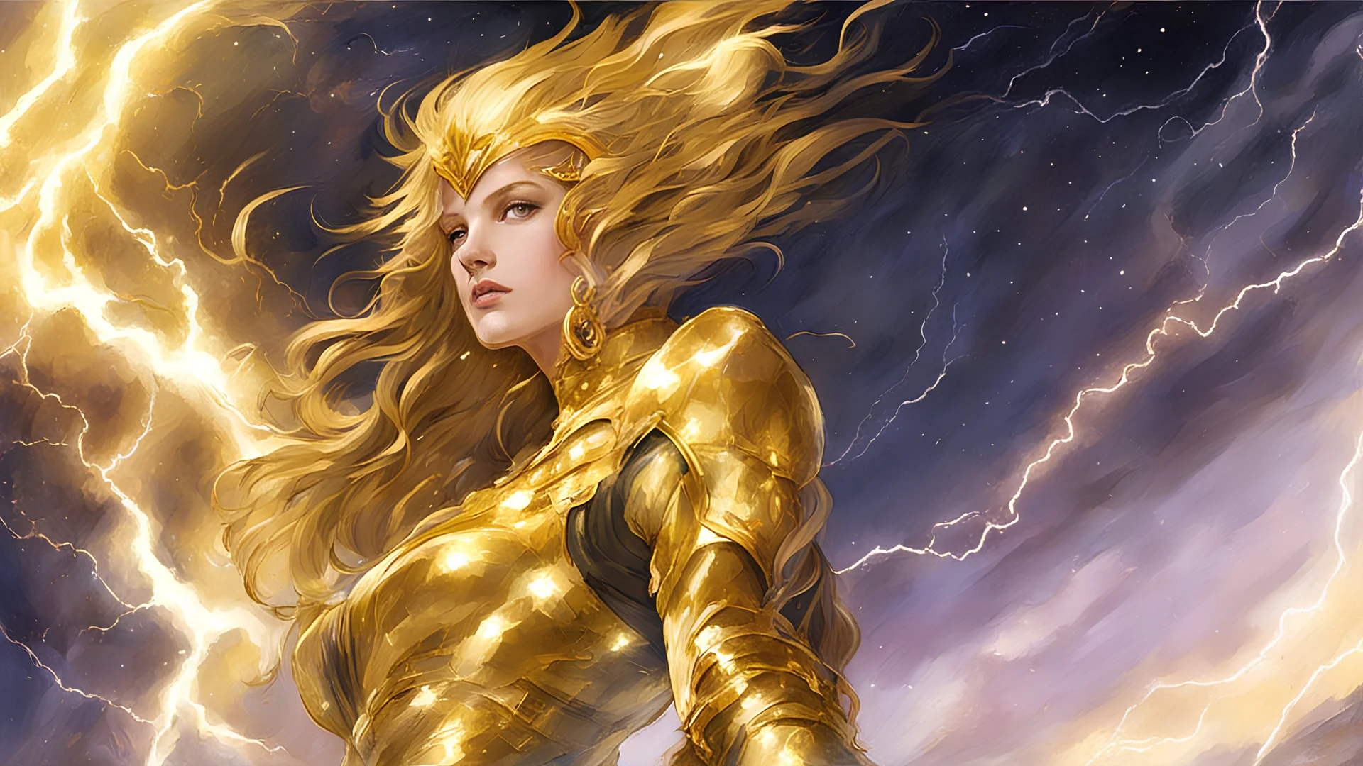 Text for a song about lightning space and beautiful golden women, text for a song