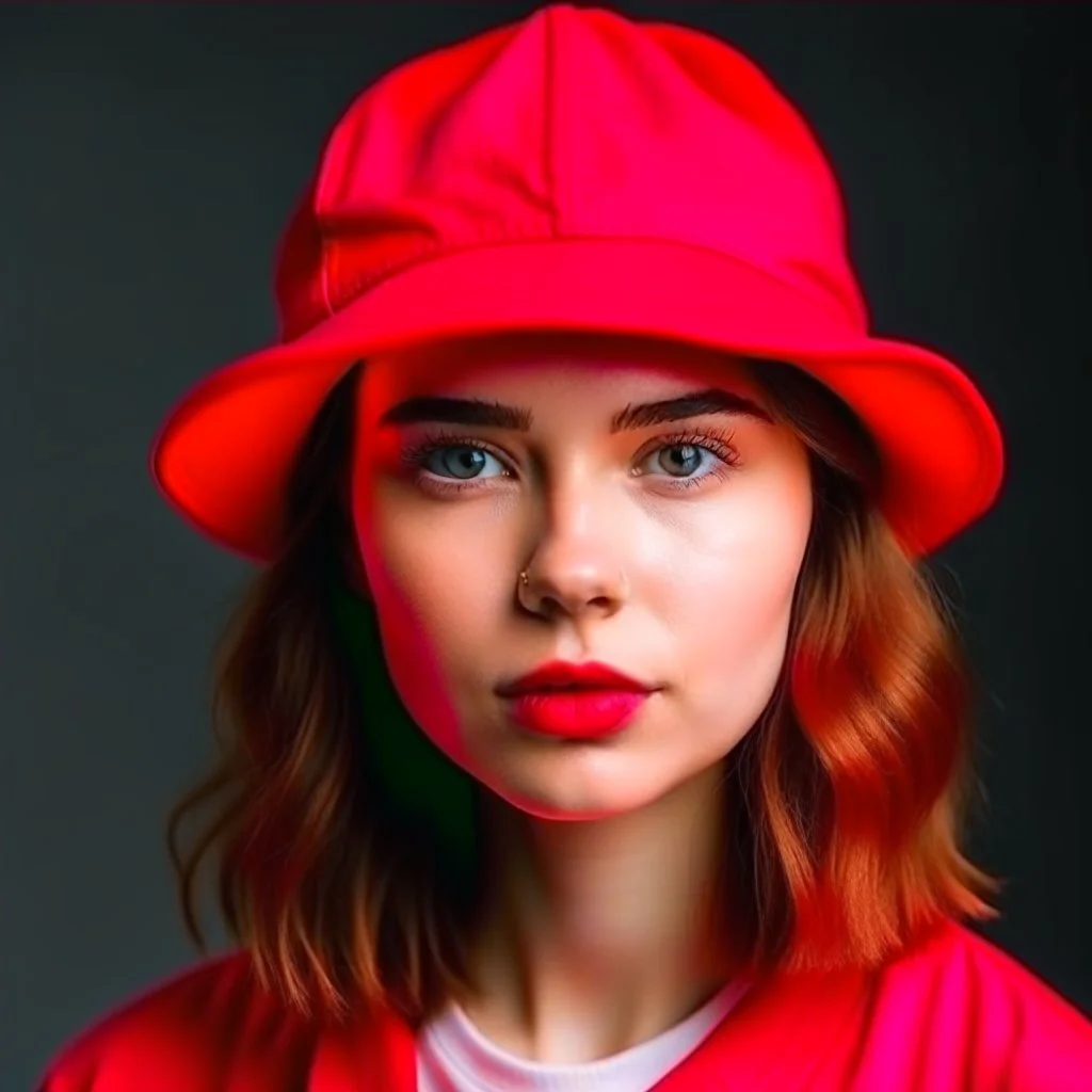 woman with a red beisball hat