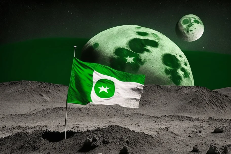 green Chilean flag on the moon