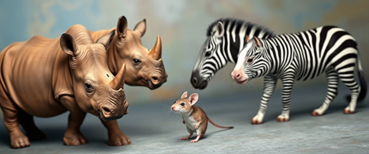 rhino zebra mouse dog