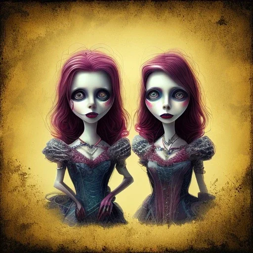 extrem tim burton style of evil stepsisters, sharp focus