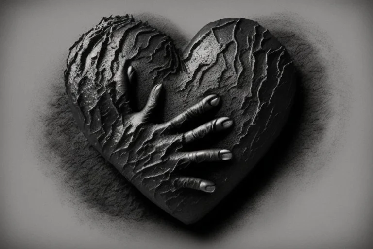 A black hand made out of black smoke violently crushing an anatomically correct heart