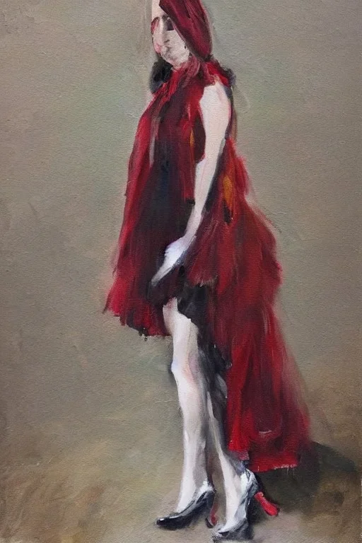 Full body portrait, painting, medium shot lady Pino