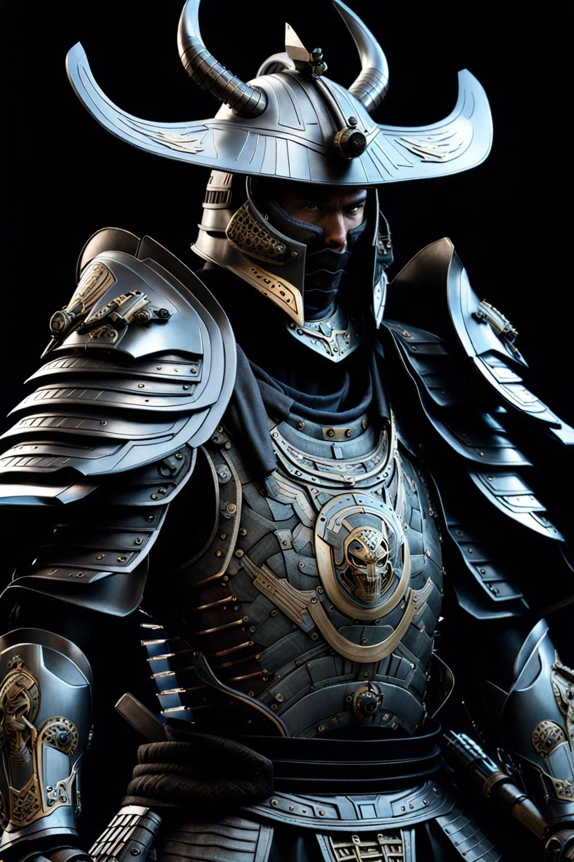 samurai wearing biomechanical armor, photorealistic