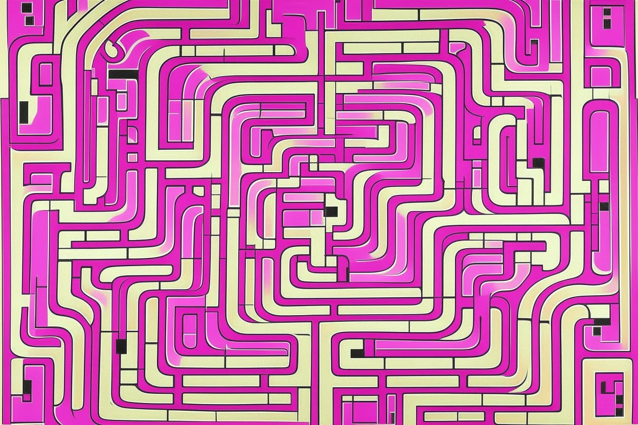 A light purple maze of illusion painted by Andy Warhol