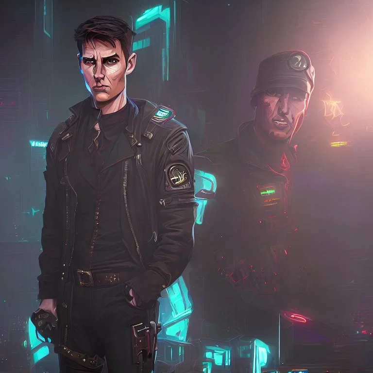 Tom Cruise Christmas cyberpunk military goat art