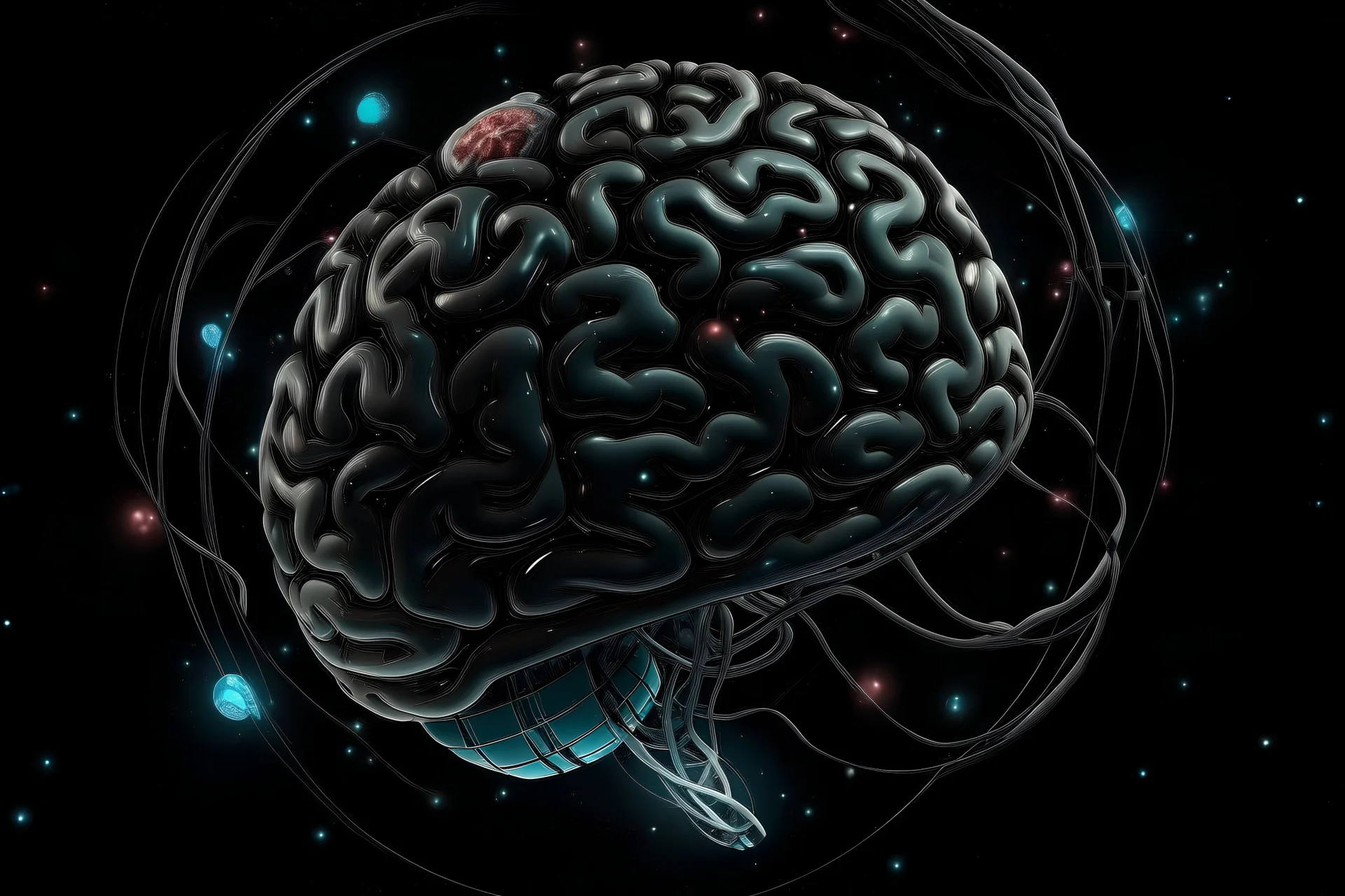 a brains revolving via orbits in space