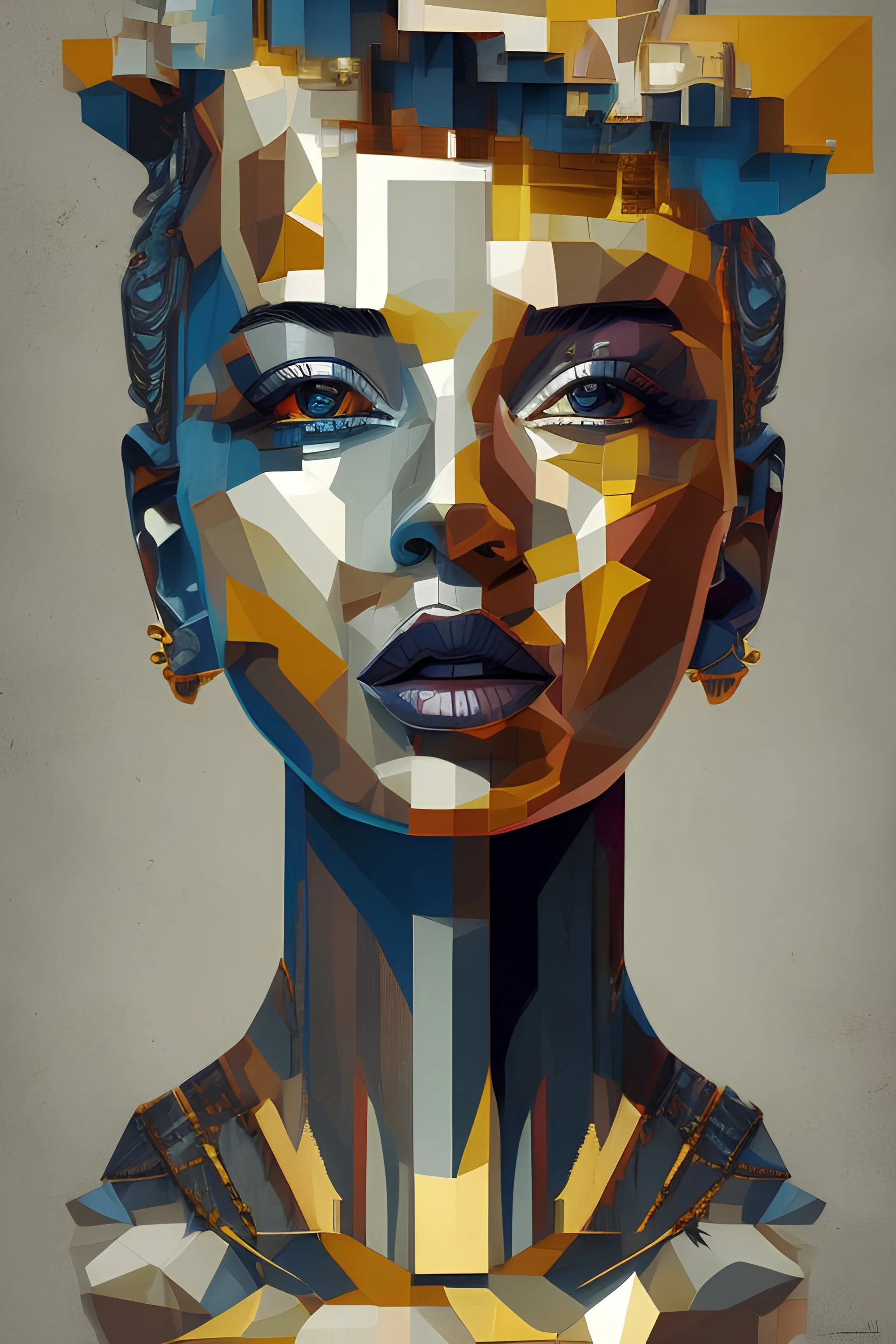 Pop art, Cubist portrait, collage, goldblocks, brutalism, graffiti black and white portrait by Christian Hilfgott Brand, behance contest winner, pop surrealism, behance hd, dc comics, reimagined by industrial light and magic gold, watercolor