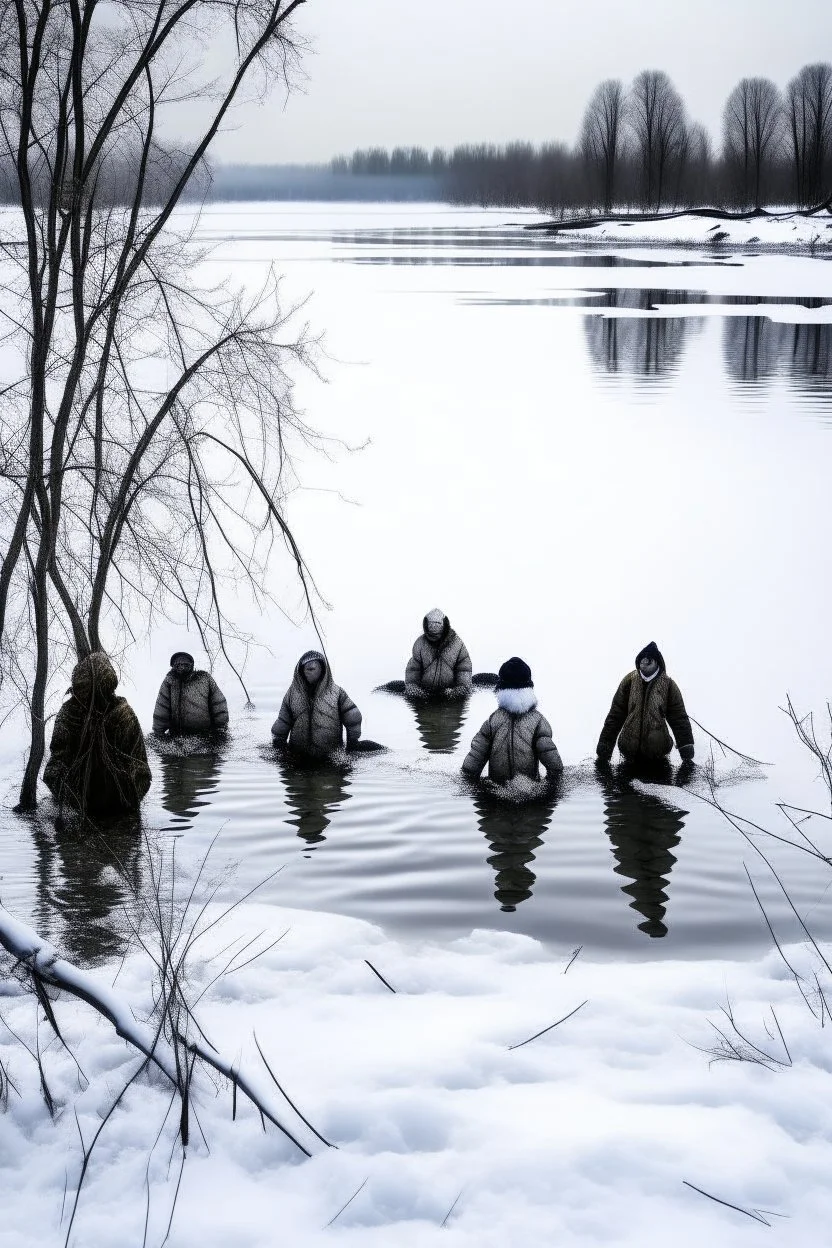 corpses in frozen lake