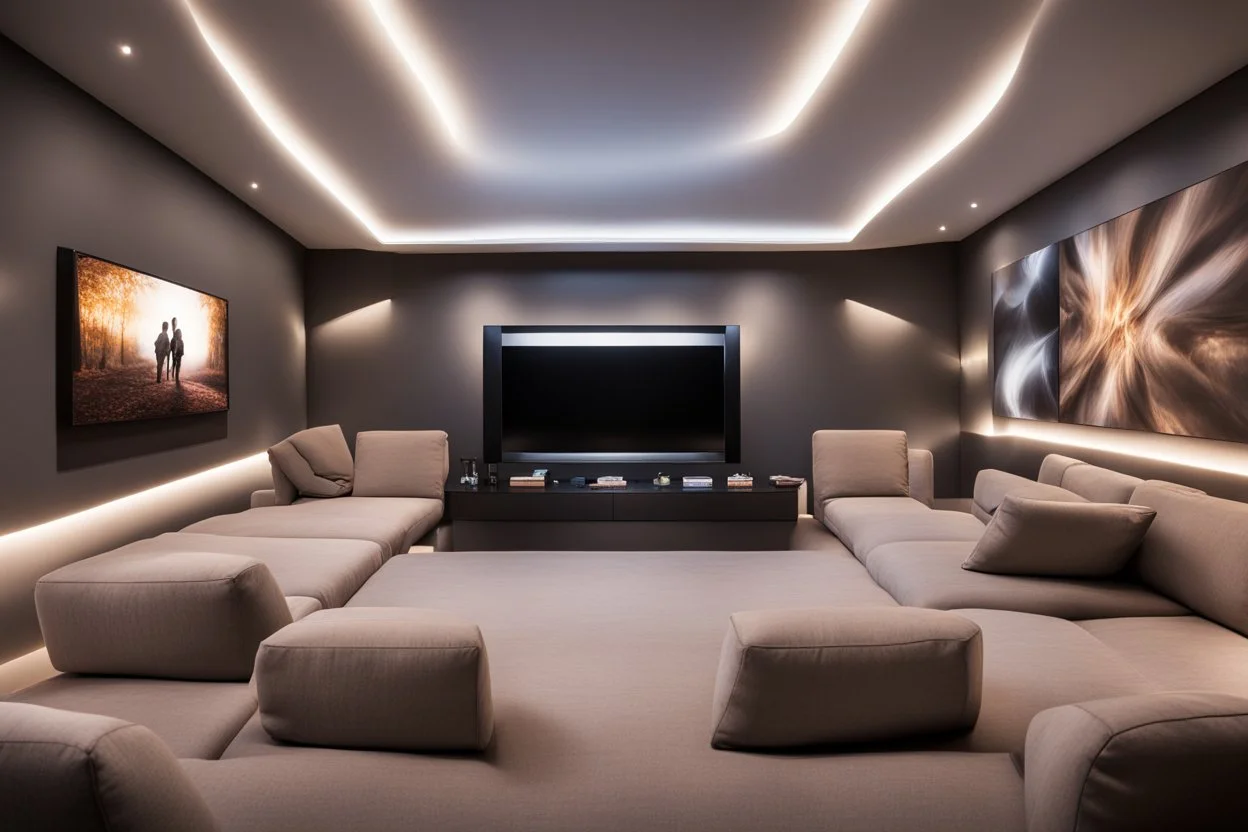 dedicated home cinema room with LED ambient lighting in the walls make sure the room is completely symmetrical