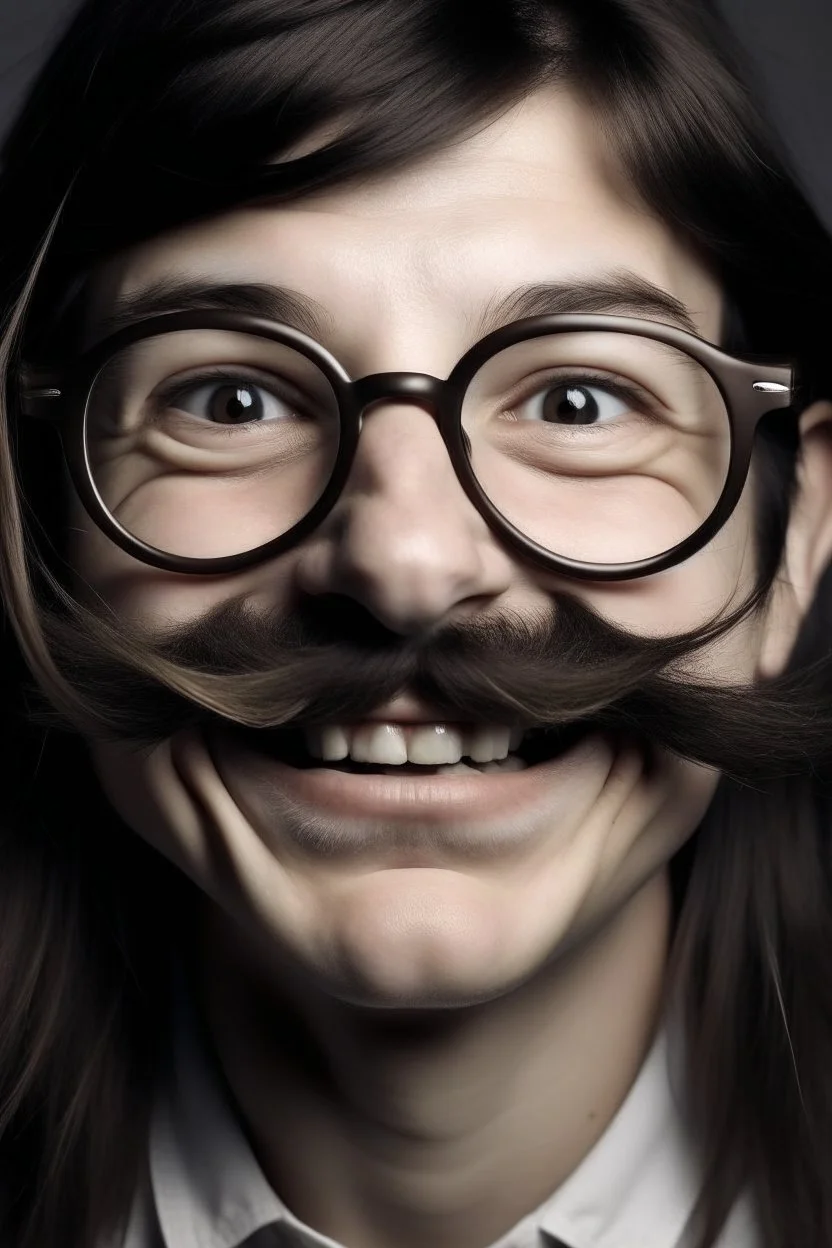 ugly girl glasses teeth and hairy moustache