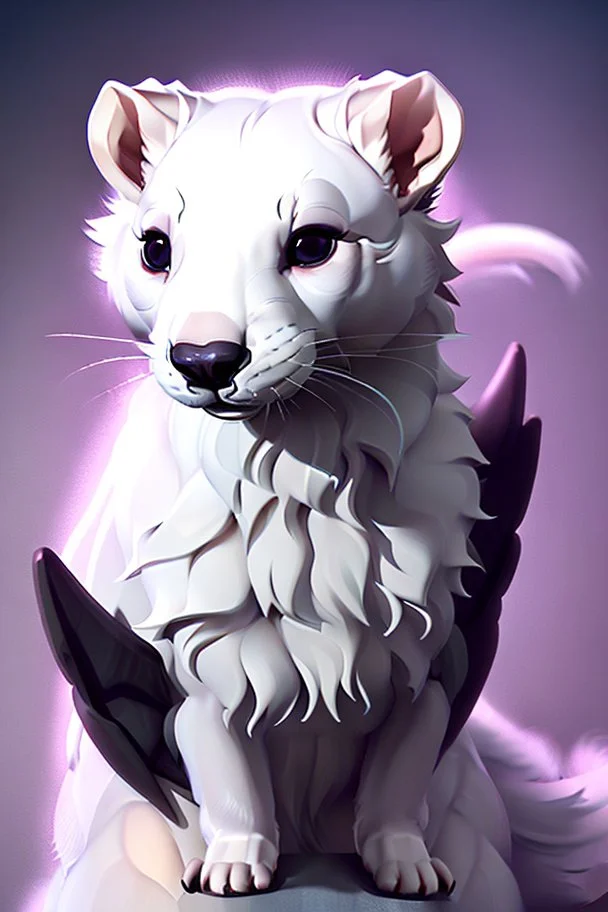 (anthropomorphic white ferret),dressed in ((cleric fantasy)) black clothes with silver holy ornaments, realistic anatomy, posing, cute face, fantasy inspire, fantasy church on background with warm sunshine lighty from behind, gloomy atmosphere, (((high angle shot))), purple armband, The holy icon style, RTX, praying, close eyes