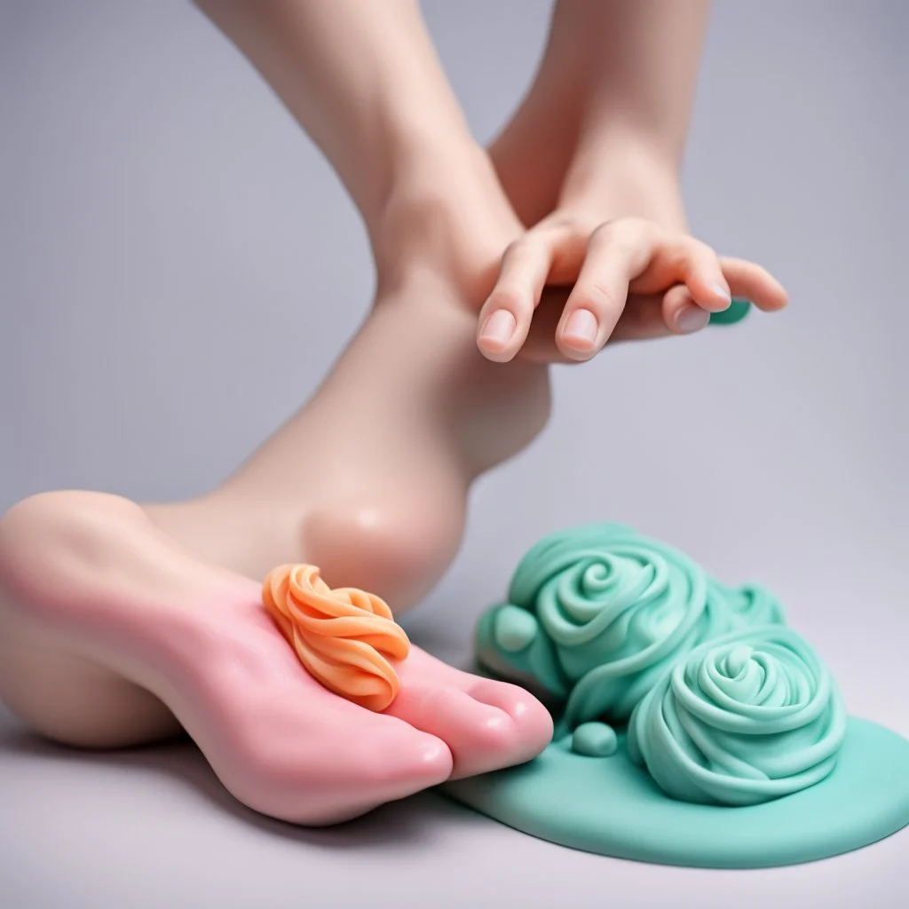 a womans foot, 3D putty, playdough