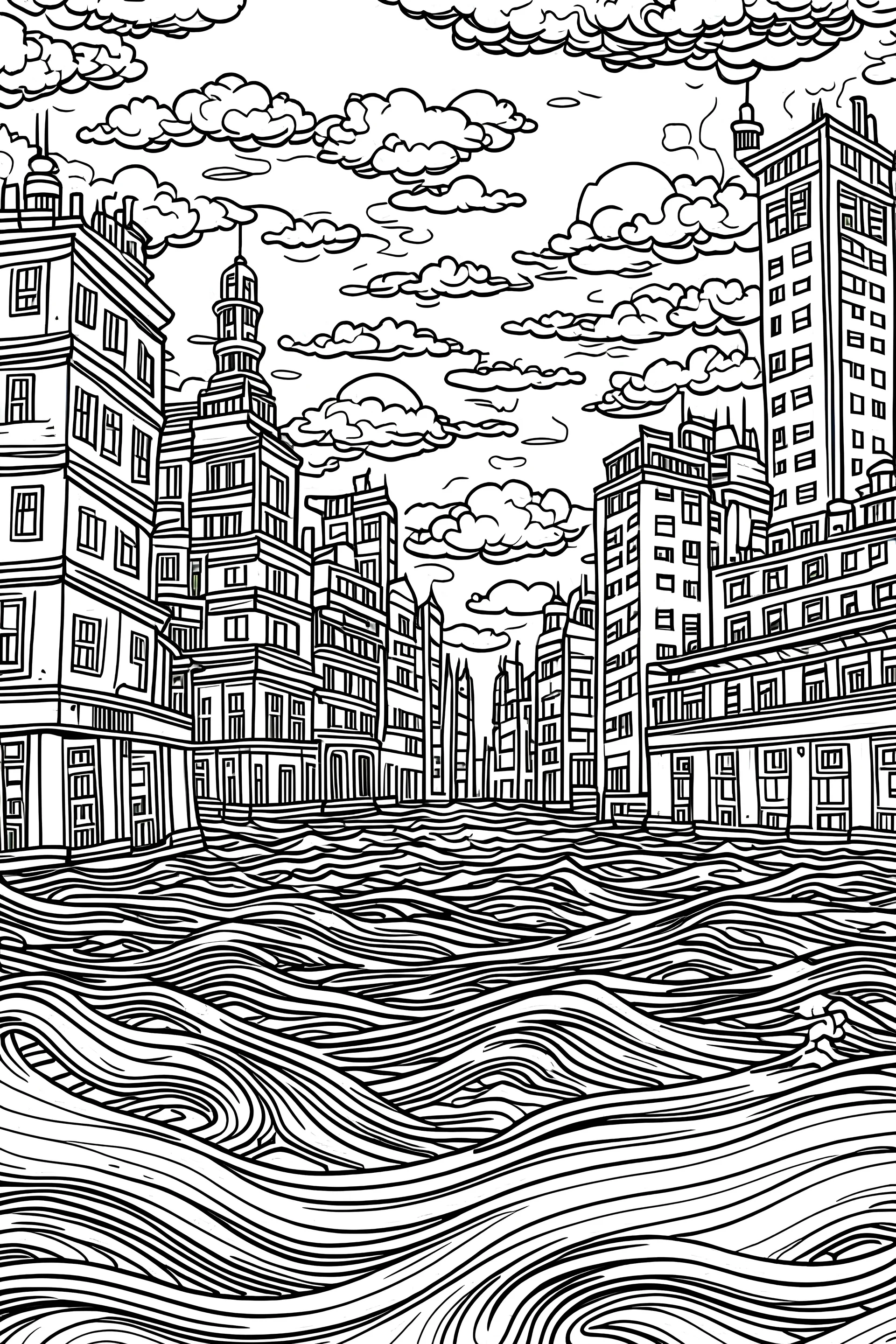 city ​​under water coloring page