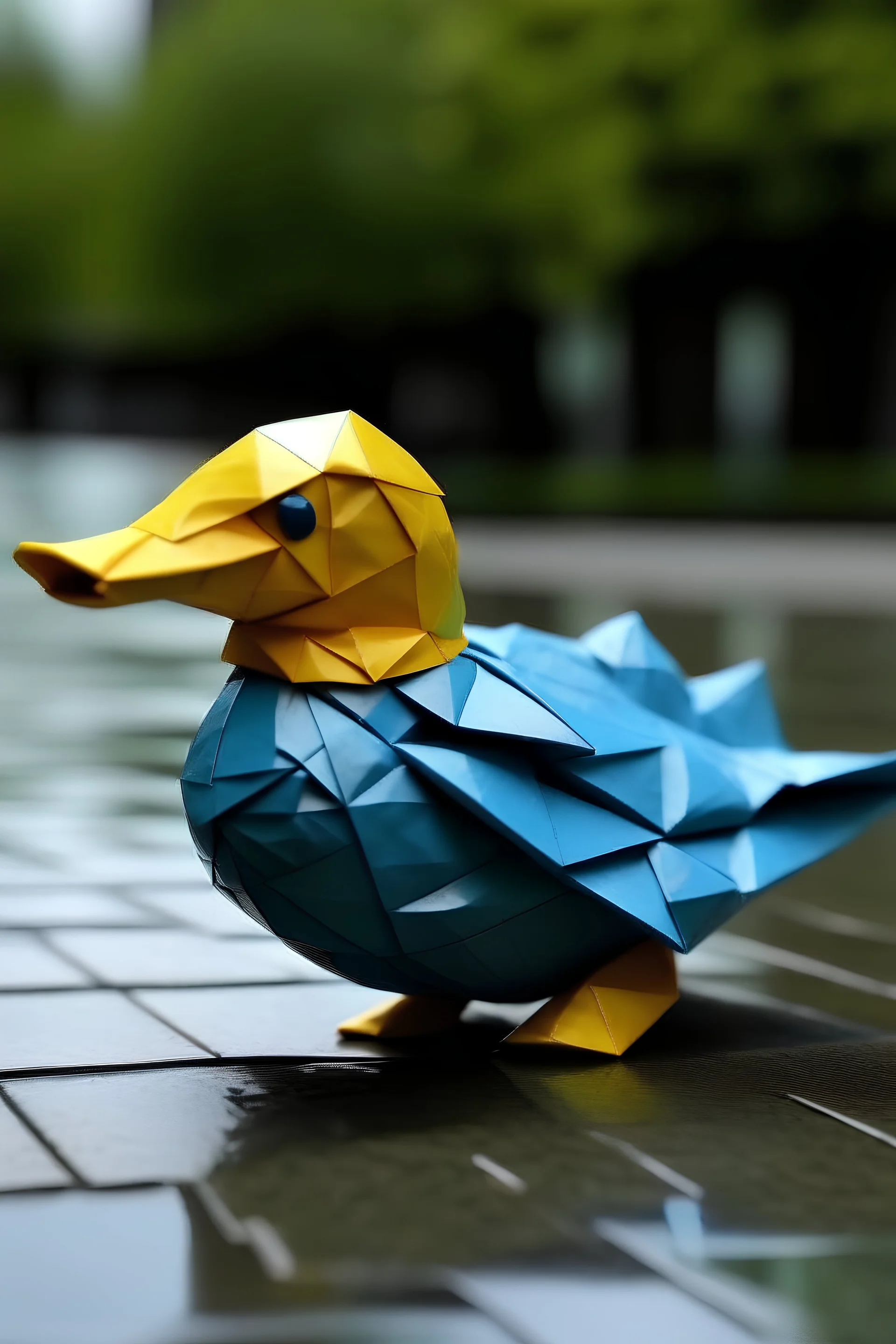 an origami duck in a real world