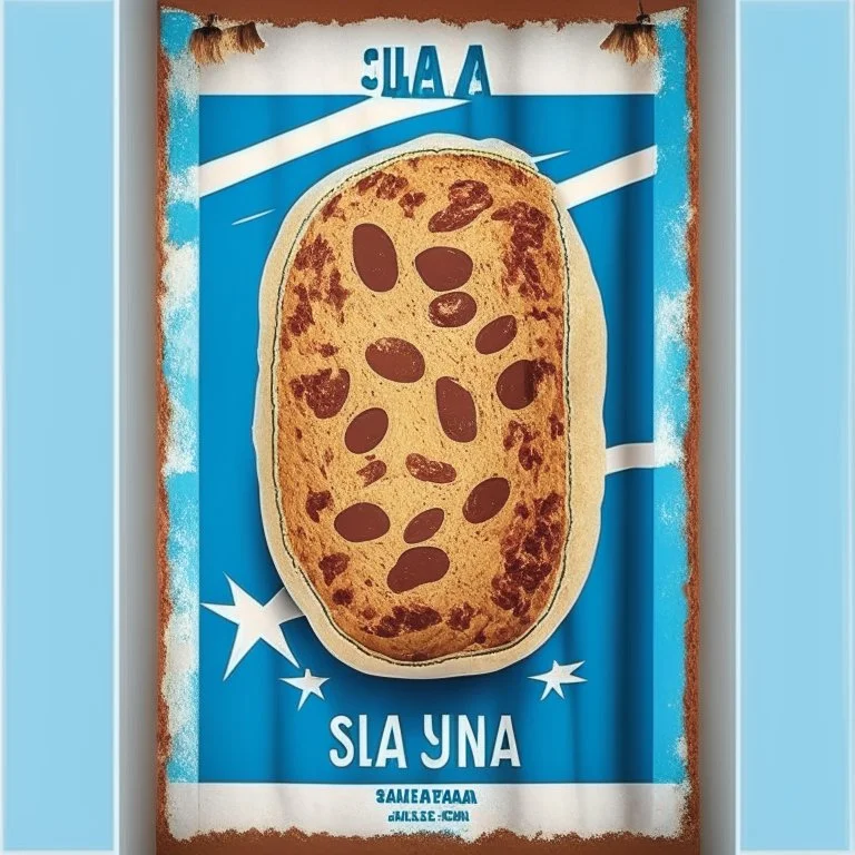 salami poster, uruguay flag everywere