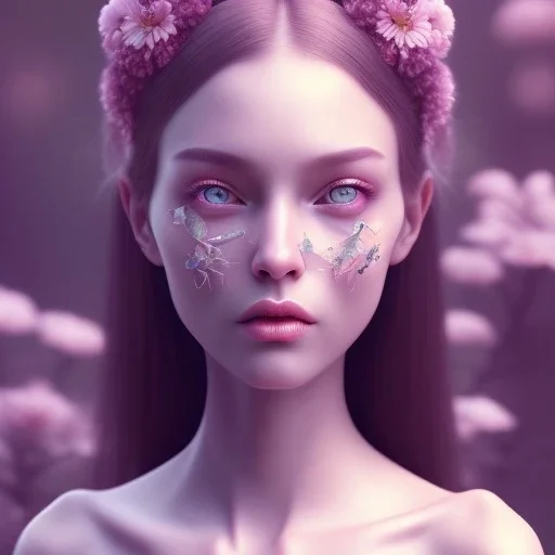 flower beautiful girl,utra realistic,highly detailed, sharp focus, parallax flowers, honeybee, fantasy art,elegant, fog, Special Lighting, Vibrant, Solid color,color Scheme, forest, unreal engine 5