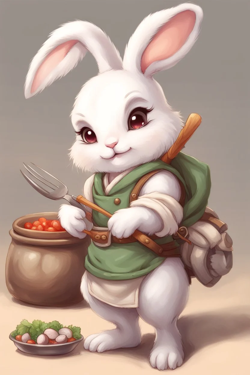 Cute bunny adventurer cook dnd art realism