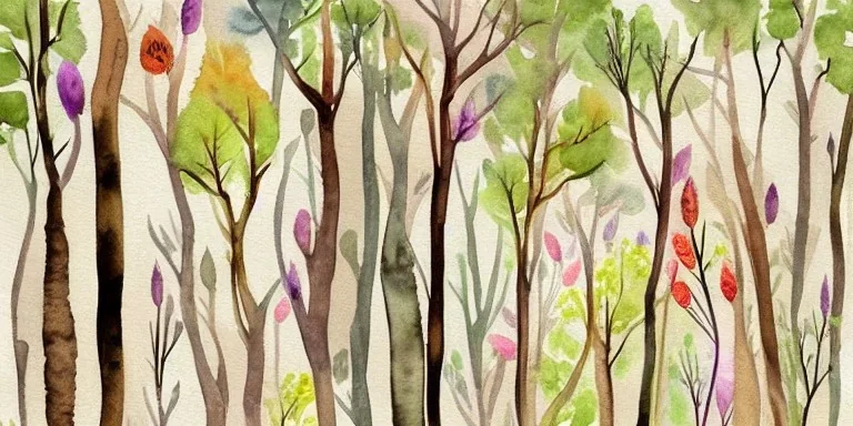 exquisite whimsical woodland watercolor, delicate woodland , cute, adorable, linen backdrop, warm colors, sepia tone