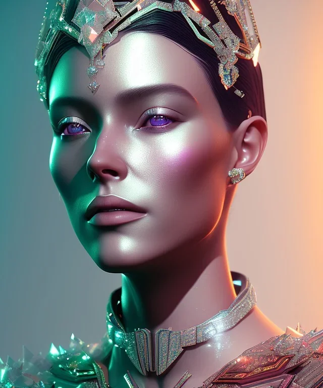 A portrait of a crystalised queen, atmospheric, realistic, unreal engine, cinematic lighting, octane render.