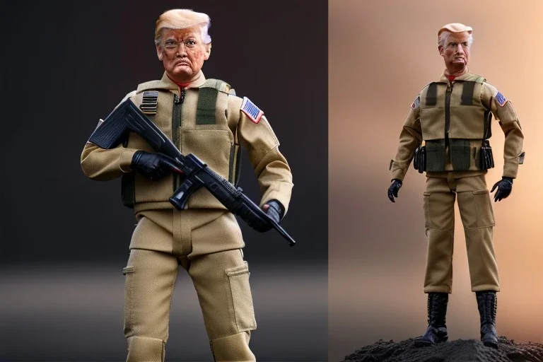 G.I. Joe doll soldier nylon Donald Trump, gun,boots, helmet, Trump facial detail,trump