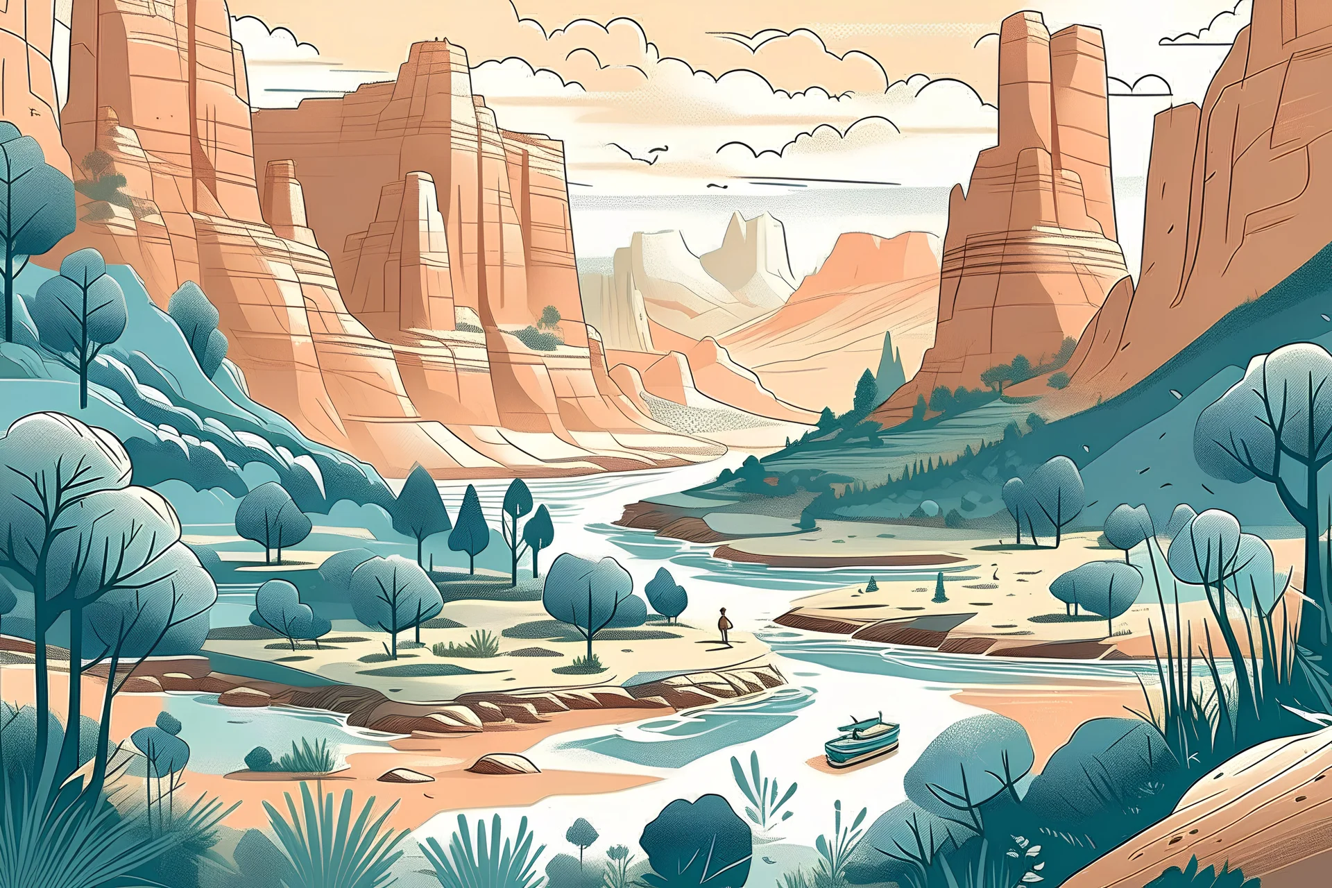 Illustrated Landscapes: Draw inspiration from vintage landscape advertisements promoting scenic destinations, national parks, and natural wonders, with hand-drawn illustrations and picturesque vistas.