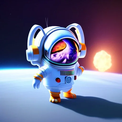 pixar style cute rabbit astronaut floating in space, unreal engine 5, 16k, background:space