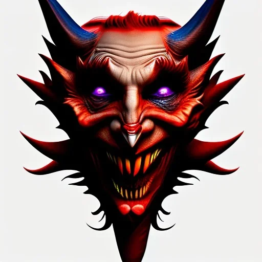 a devil wearing a joker mask