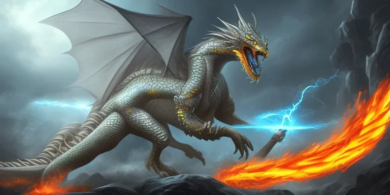 dragon god thunder fighting a dragon fire god