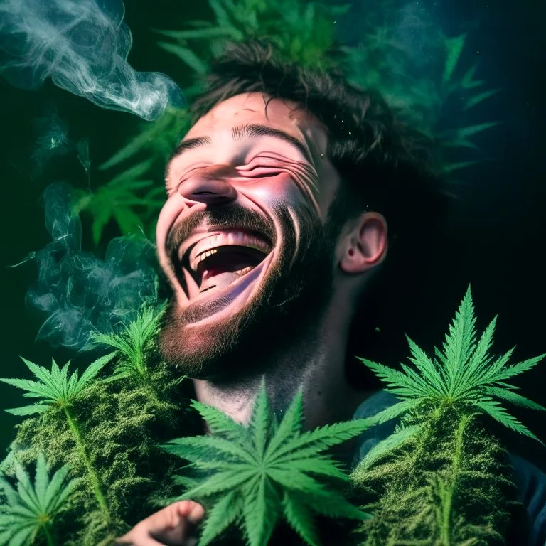 A man enjoying the intoxicating feeling from the weed