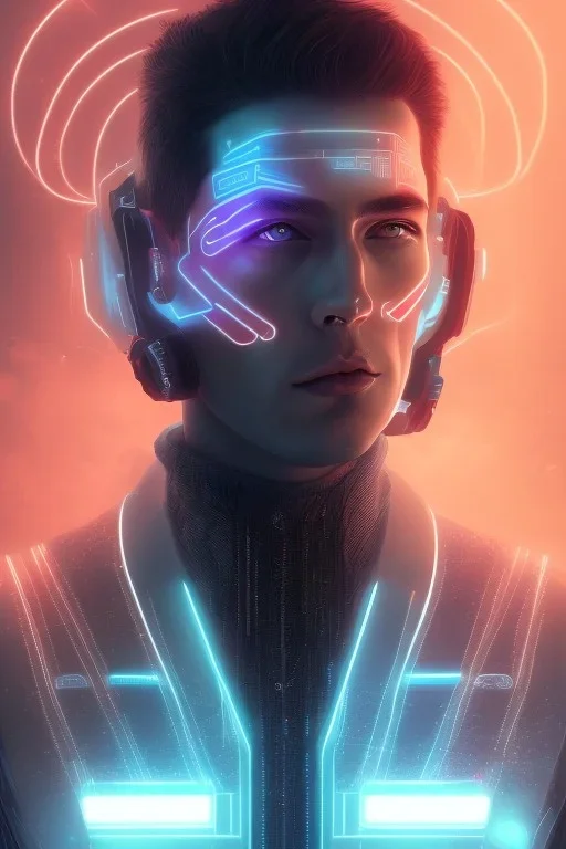 cyberpunk, head, men, portrai, tron