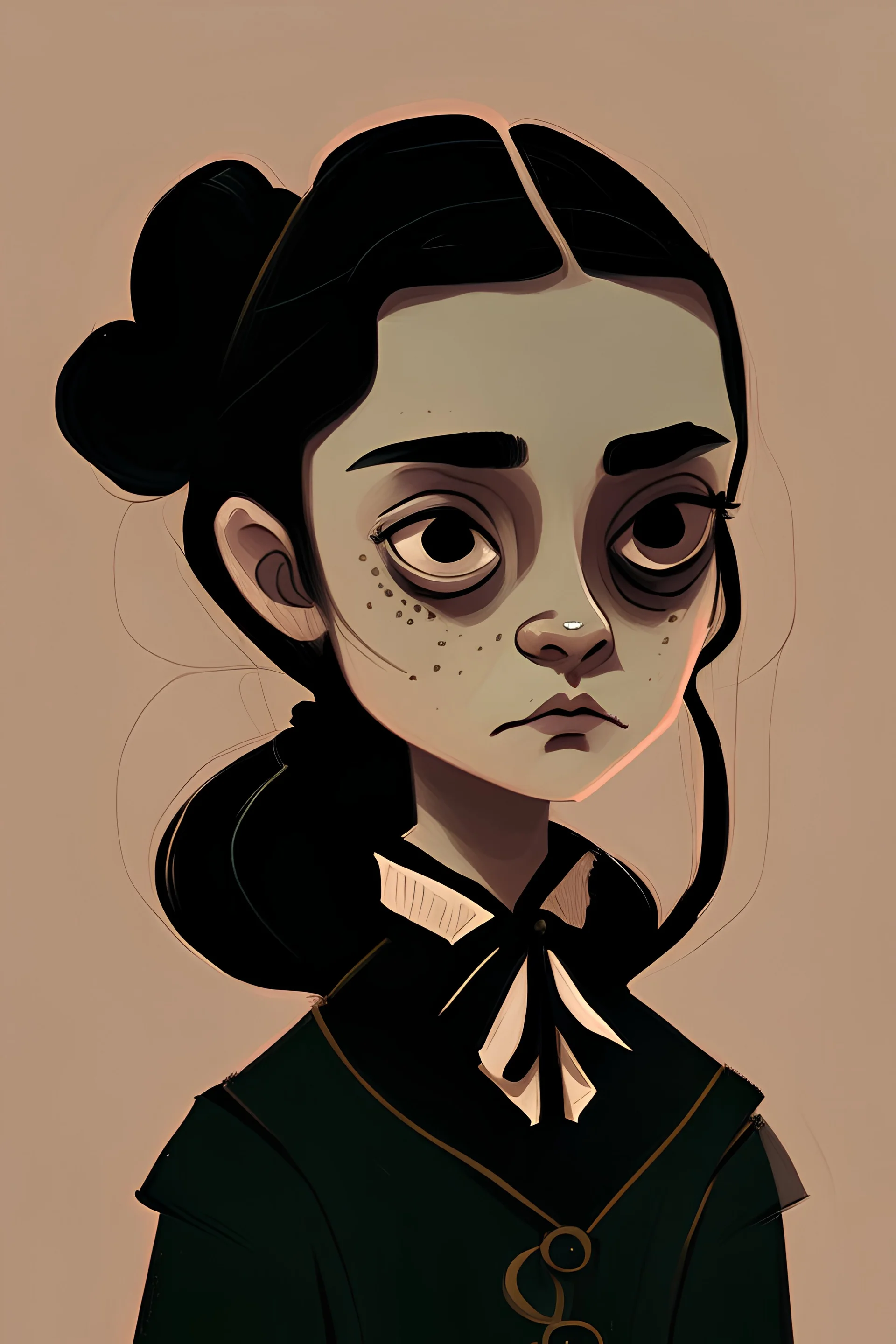 Genna Ortega as Wednesday,illustration style