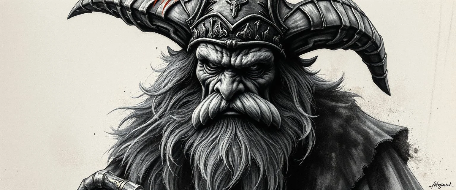 balrog gandalf , airbrush and pen outline in the style of rembrandt