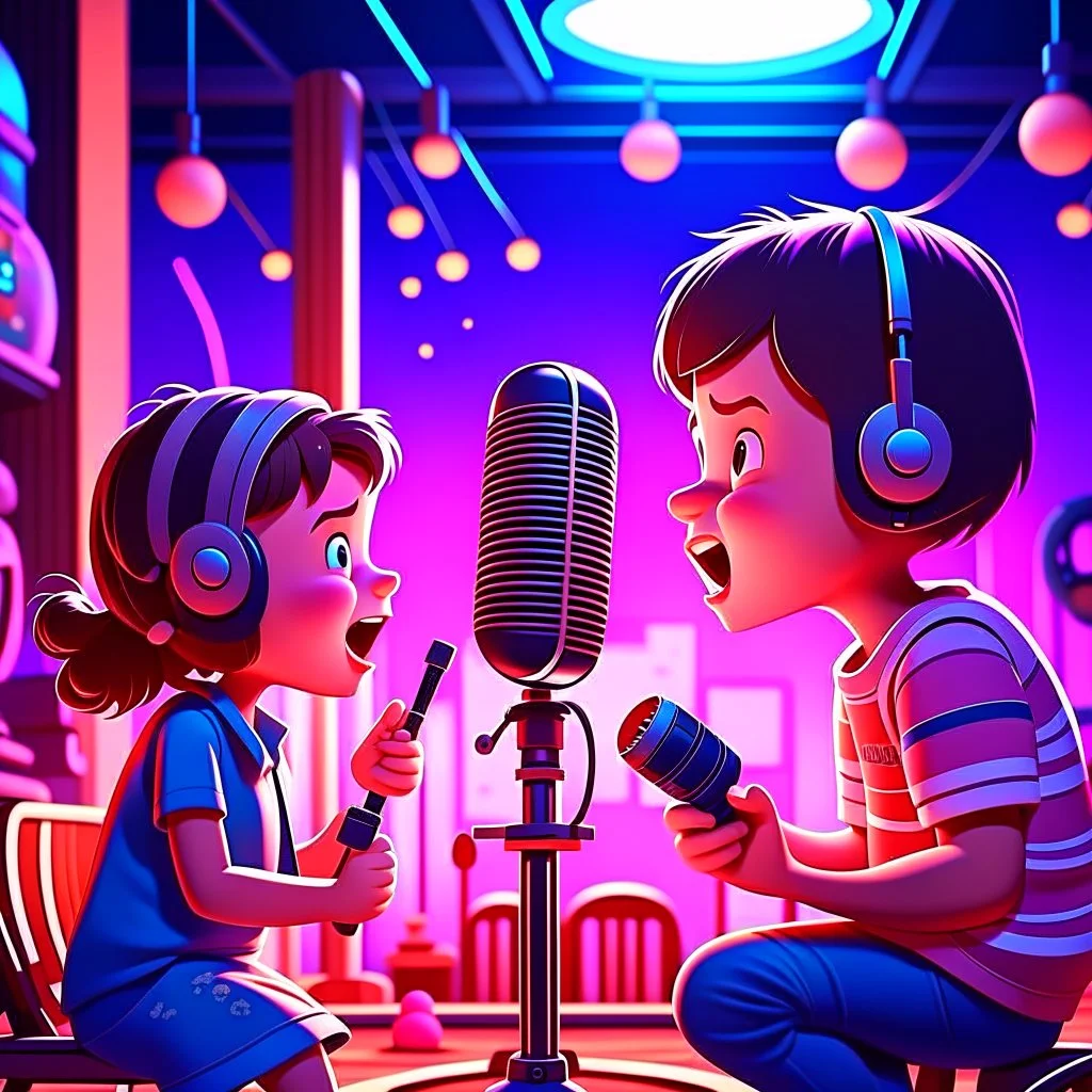 Children's Illustration Style, Secret writing of the microphone:We are close to the most suitable players and they are running while strengthening the layout. cinematic photo, 4k, highly detailed, uhd image, intricate details, detailed scene background, detailed, 8k, trending, amazing art, colorful