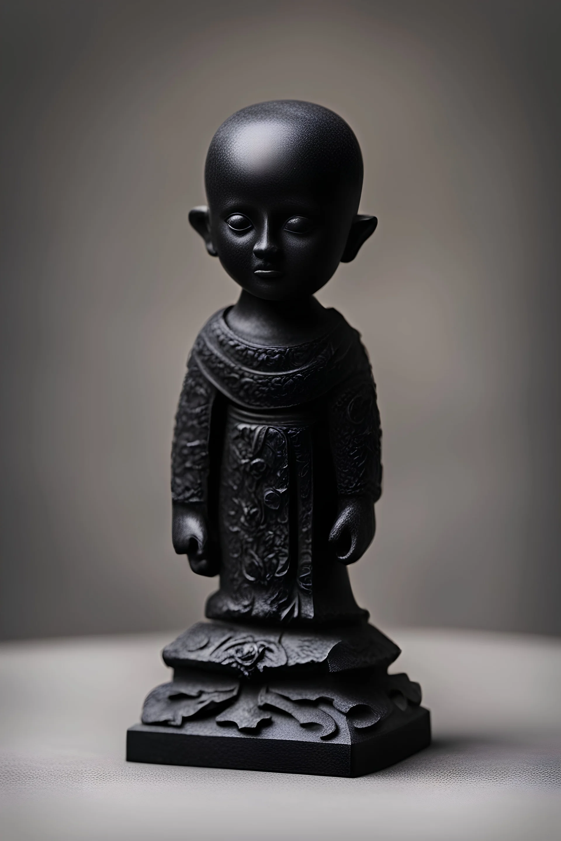 an ominous small statuette made of black stone, incomprehensible shape