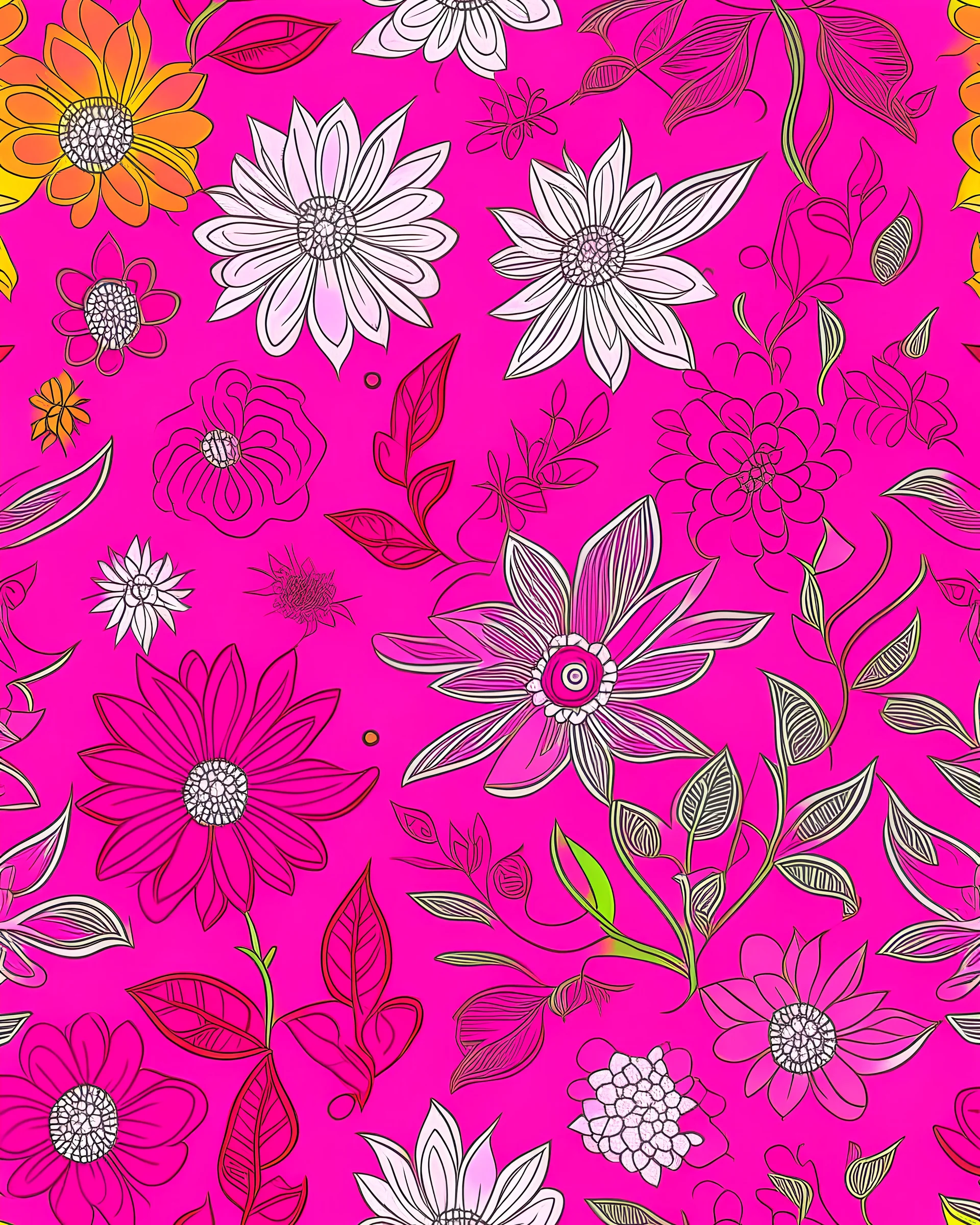 draw a colored back ground with pink colors with flowers
