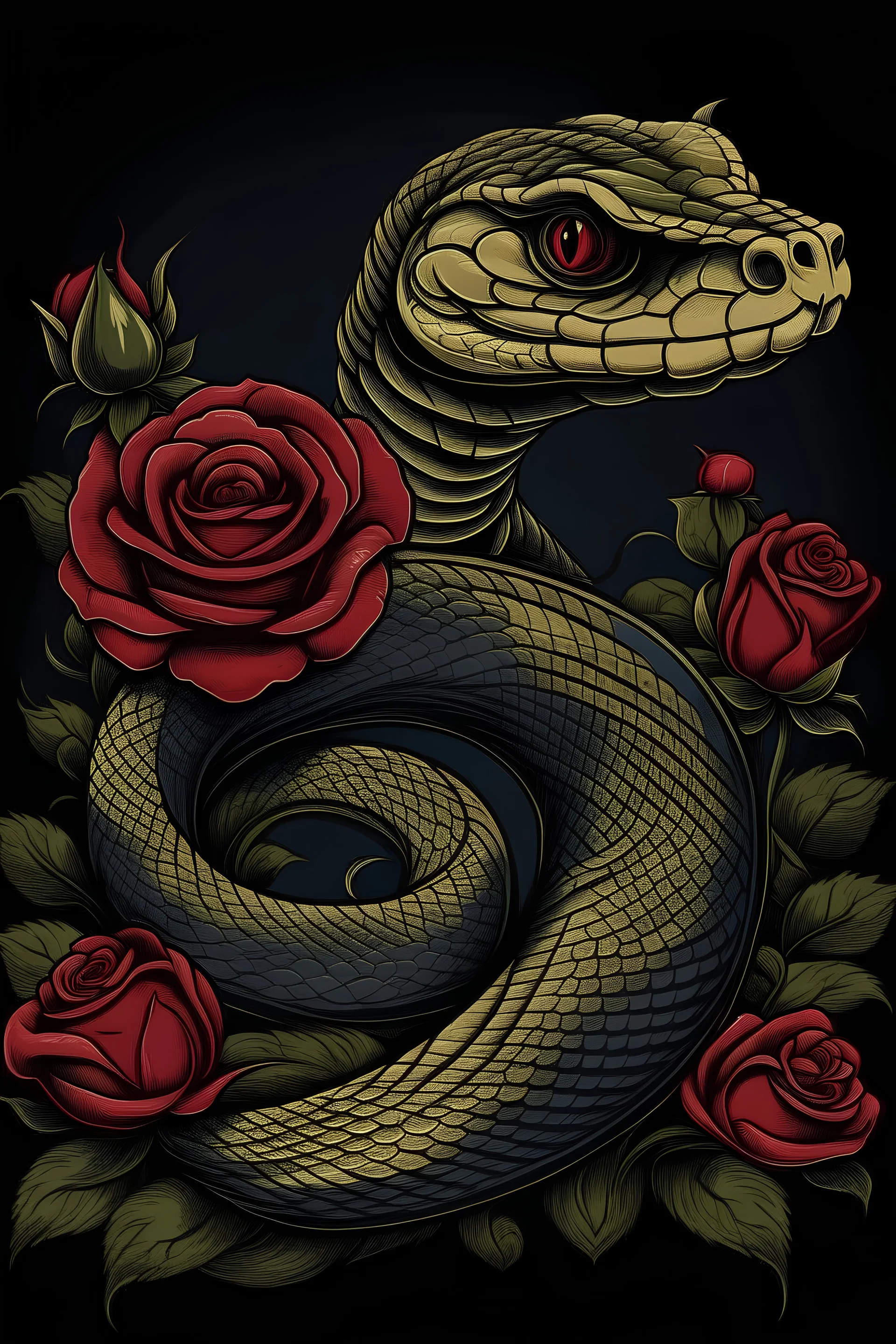 serpent with rose