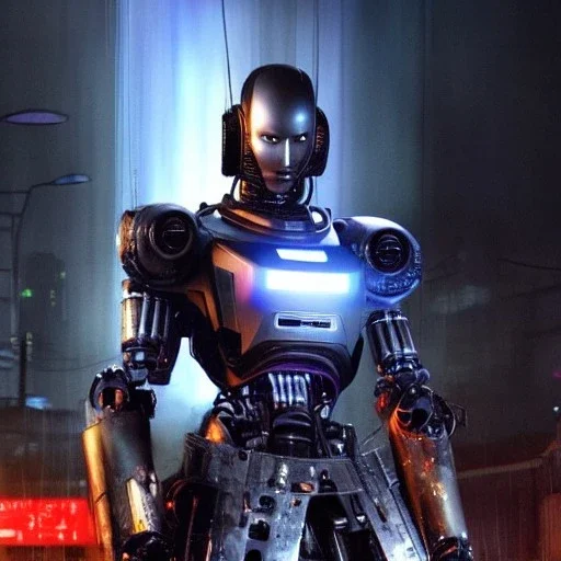 A portrait of a Robot, Japanese cyber samurai, art by Yoji Shinkawa, artist, cold ambient, rain, fog, latex, cables, purpurin, black, decorative color lights, neon style, led lights, fog, rain, vibrant color, highly detailed, art stations, concept art, smooth, unreal engine 5, god rays, ray tracing, RTX, lumen lighting, ultra detail, volumetric lighting, 3d, finely drawn, high definition, high resolution.