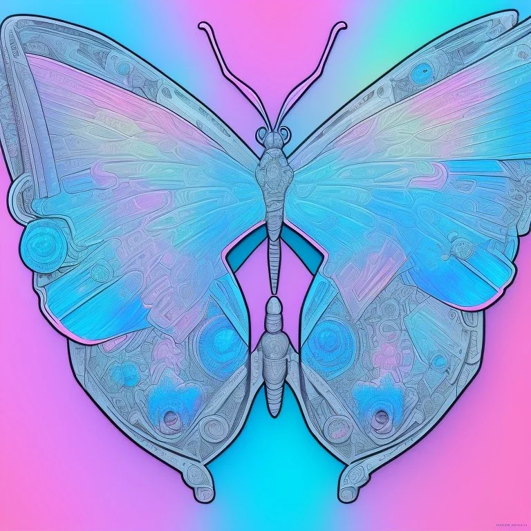 pastel colors, blue, pink, white, butterfly